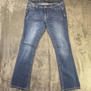 Premiere by Rue21 Embellished Bootcut Jeans Dark‎ Wash Denim Women's Size 13/14R